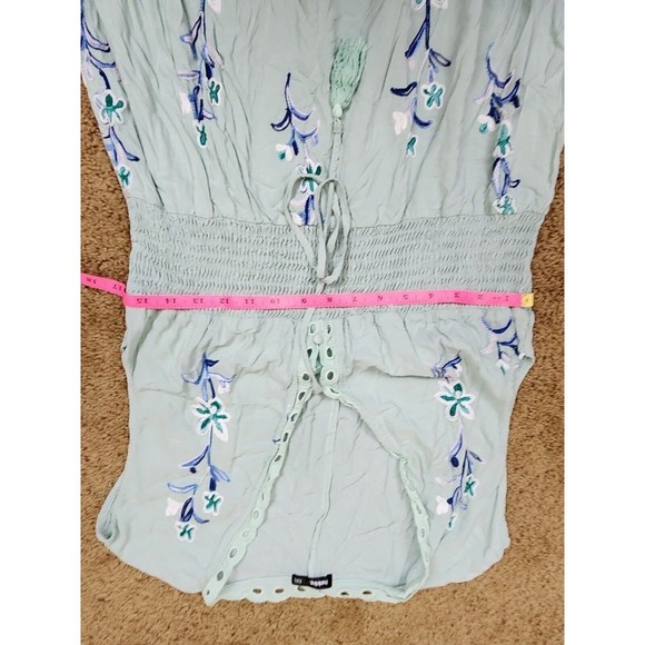 Hekka Blue Embroidered Floral V-Neck Cap Sleeves Maxi X-line Dress size XXL - Picture 10 of 16